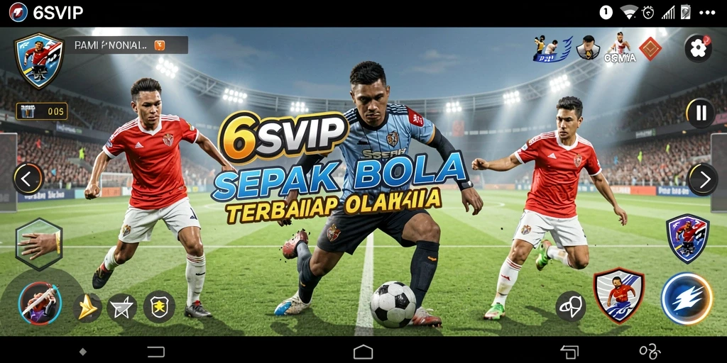 Screenshot gameplay 6SVIP menampilkan aksi seru di lapangan sepak bola.