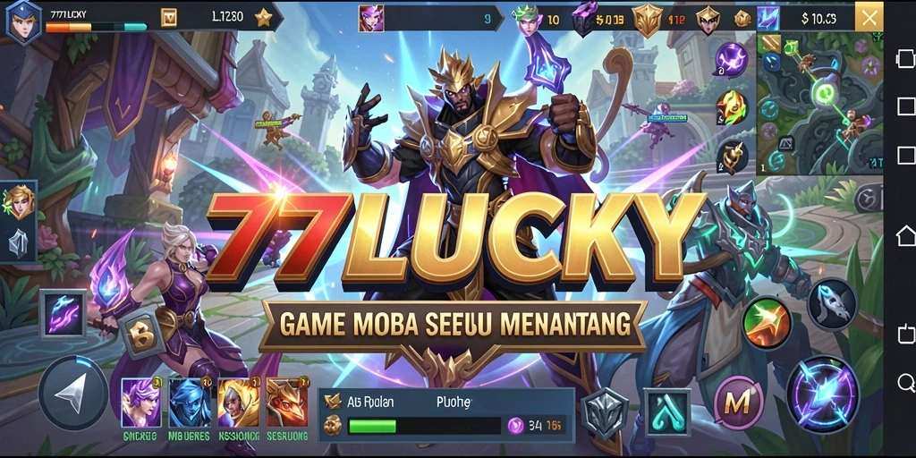 Tangkapan layar utama menampilkan aksi seru dalam pertempuran tim MOBA.