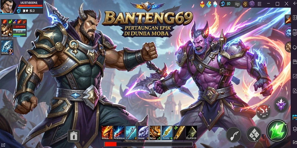 Tangkapan layar BANTENG69 menampilkan aksi seru di arena MOBA.
