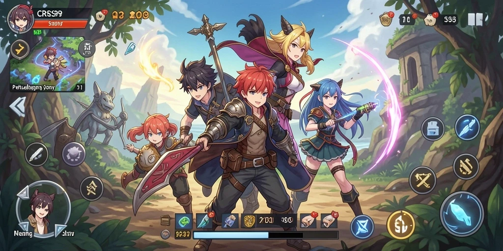 Tampilan gameplay seru di dunia Anime yang penuh dengan aksi.