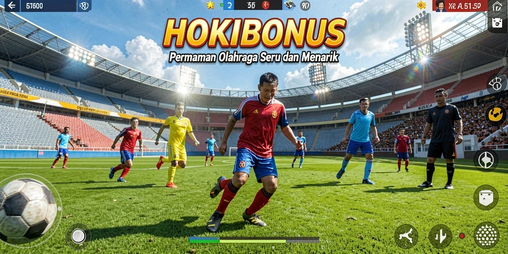 Tampilan gameplay HOKIBONUS dengan aksi olahraga seru