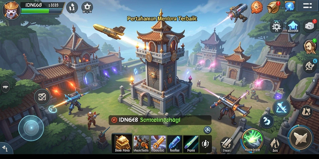 Tampilan gameplay strategis IDN668 yang mengesankan di arena Tower Defense.