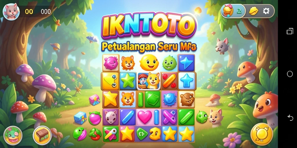 Screenshot permainan IKNTOTO menampilkan momen seru dalam mencocokkan permata.