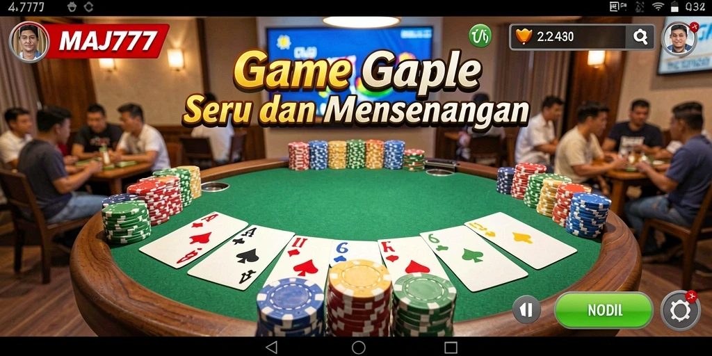 Tampilan gameplay MAJ777 yang menarik dan interaktif saat bermain Gaple.
