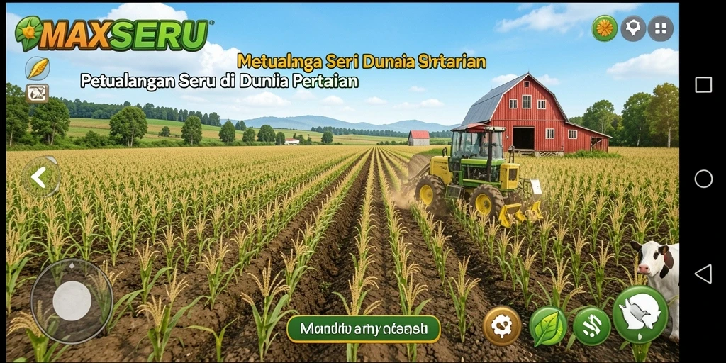 Tampilan gameplay MAXSERU yang menawan di dunia pertanian.