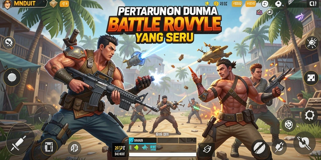 Tampilan gameplay MNDUIT yang mendebarkan di arena Battle Royale.