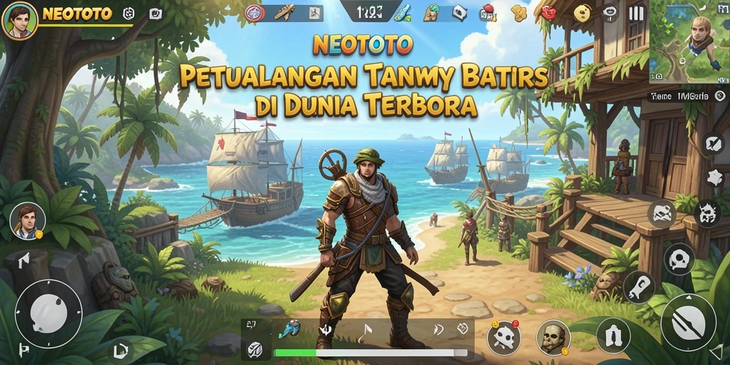 Tangkapan layar dari gameplay NEOTOTO yang menunjukkan eksplorasi dunia terbuka.