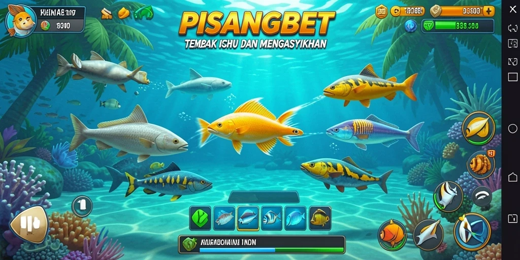 Tampilan gameplay seru di PISANGBET dengan aksi menembak ikan.