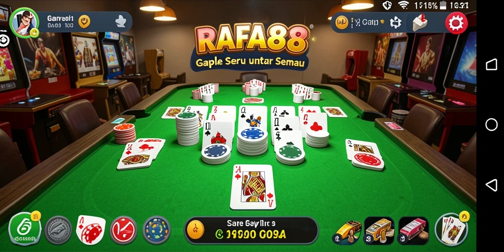 Screenshot gameplay RAFA88 menampilkan pengalaman bermain Gaple yang seru.