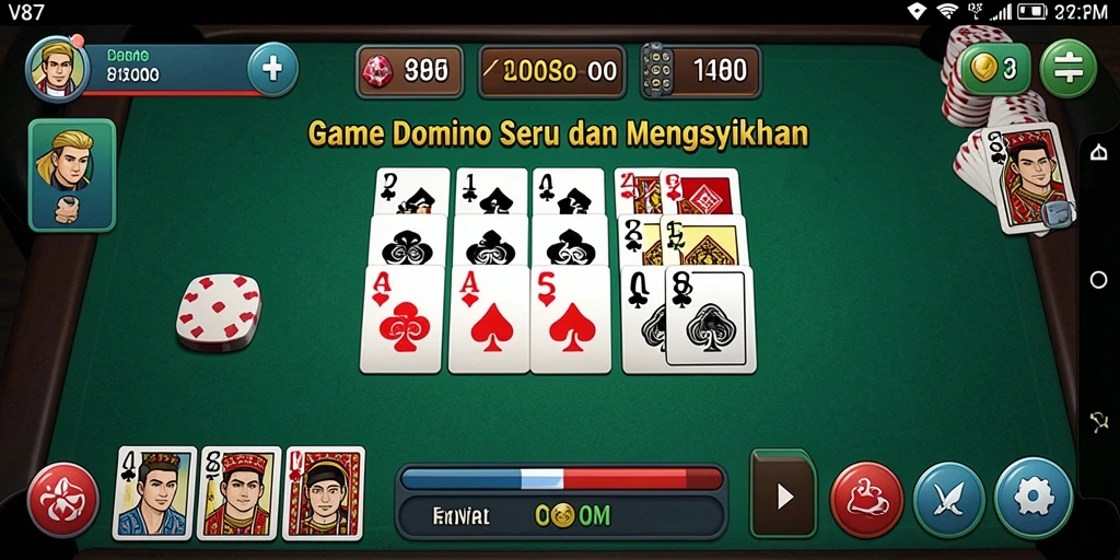 Tampilan gameplay Domino yang mendebarkan di V87.