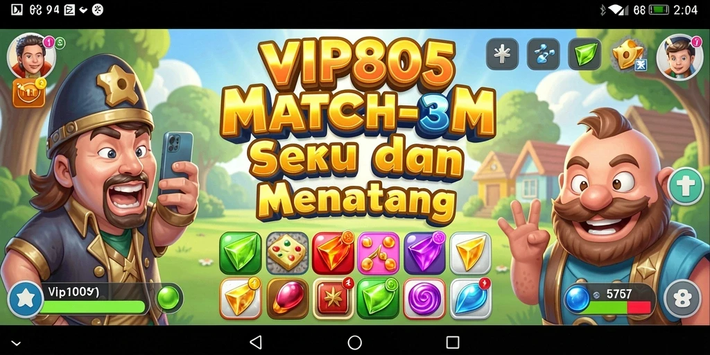 Tampilan permainan Match-3 yang menarik dan seru.