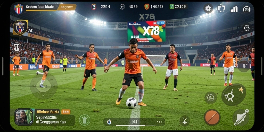 Tampilan gameplay X78 yang mendebarkan dan realistis dalam sepak bola.